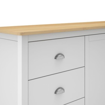 Credenza con 2 ante e 3 cassetti in legno massiccio colore verde bianco e rovere Misti 150x40x80H