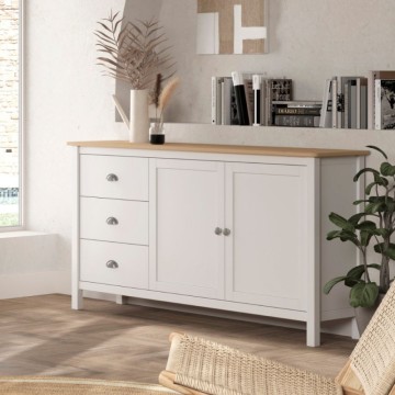 Credenza con 2 ante e 3 cassetti in legno massiccio colore verde bianco e rovere Misti 150x40x80H