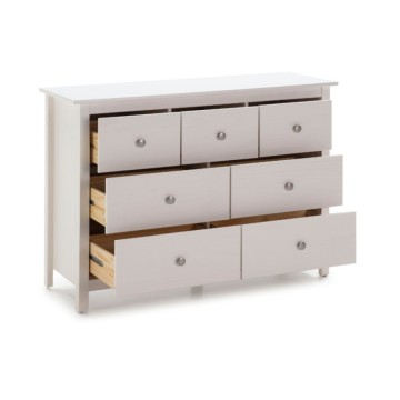 Cassettiera con 4 cassettoni e 3 cassetti in legno massiccio colore bianco Berna 110x40x80H