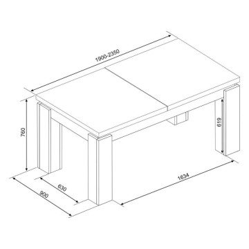 Tavolo allungabile 1475 con allunga centrale colore noce 190x90x76H