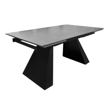 Tavolo allungabile 160x90 cm in ceramica nera e metallo nero - Ariel