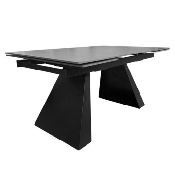 Tavolo allungabile 160x90 cm in ceramica nera e metallo nero - Ariel