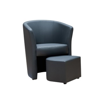 Poltrona con pouf estraibile colore grigio scuro Pegasus