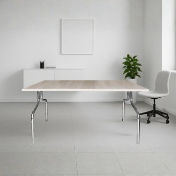 Tavolo pieghevole ESFB03 colore olmo con gambe in metallo cromo 120x80x76.5H