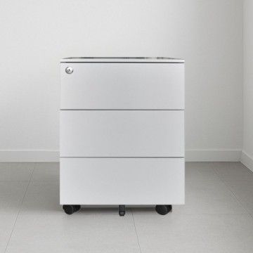 Cassettiera ufficio in ferro con ruote 3 cassetti colore grigio chiaro ESMC03