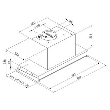 Gruppo cappa sottopensile Cripto90 inox con sistema NO DROP Samet