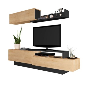 Parete attrezzata 8059 con 3 ante a ribalta colore rovere e antracite