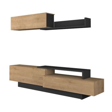 Parete attrezzata 8059 con 3 ante a ribalta colore rovere e antracite