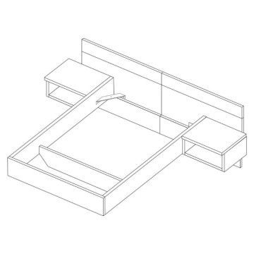 Letto francese 1514 sospeso con comodini integrati colore bianco e antracite