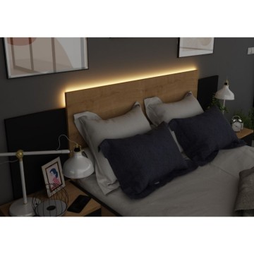 Letto francese 1514 sospeso con comodini integrati colore rovere e nero