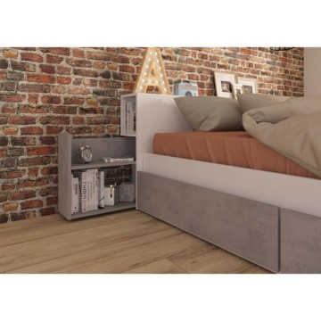 Letto francese 1566 con 4 cassettoni e comodini estraibili colore bianco e cemento