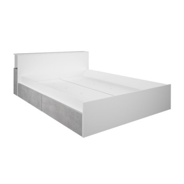 Letto francese 1566 con 4 cassettoni e comodini estraibili colore bianco e cemento