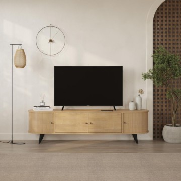 Mobile porta Tv con ante scorrevoli a listelli verticali colore rovere 180x40x52H Gentle
