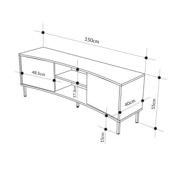 Mobile porta Tv con frontale curvo 2 ante e vani a giorno in finitura cashmere 150x40x55H Frem