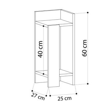 Tavolino comodino 25x27x60h destro colore tortora Elos