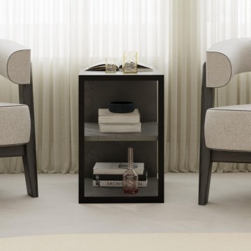 Tavolino con ripiano e dettaglio frontale nero colore grigio cemento Echo