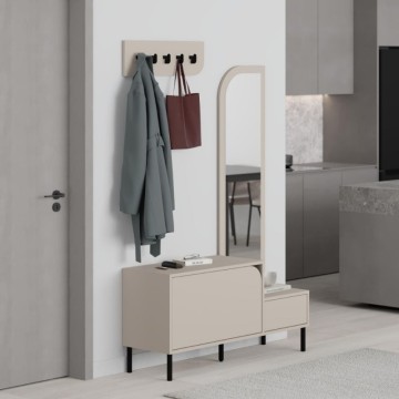 Mobile ingresso con scarpiera specchio e ganci appendiabiti colore cashmere Mila