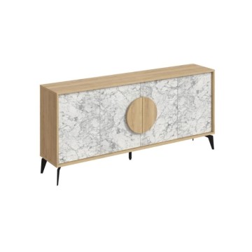 Madia 4 ante colore bianco effetto marmo carrara e rovere 180x35,6x82 Gora180