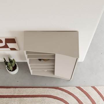 Libreria con frontale curvo, anta e vani a giorno in finitura cashmere 74x37x175H Frem