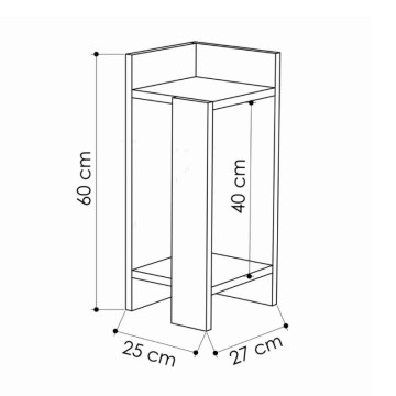 Tavolino comodino 25x27x60h sinistro colore nero Elos