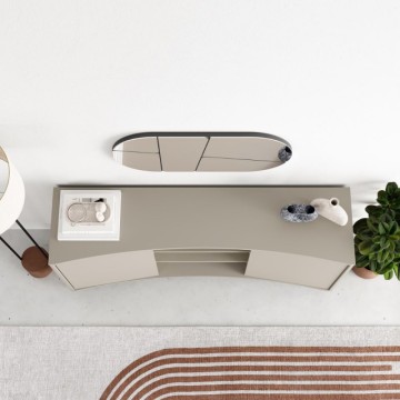 Madia con frontale curvo 2 ante e vani a giorno in finitura cashmere 150x40x81.5H Frem