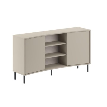 Madia con frontale curvo 2 ante e vani a giorno in finitura cashmere 150x40x81.5H Frem