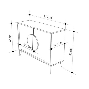 Madia 2 ante 110x35,6x82 colore bianco effetto marmo carrara e rovere Gora110