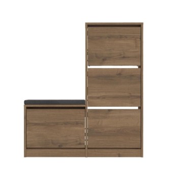 Scarpiera con panca a 4 ante a ribalta colore noce 105x26x118.5H Dude