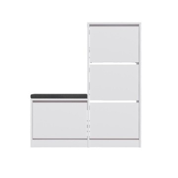 Scarpiera con panca a 4 ante a ribalta colore bianco 105x26x118.5H Dude