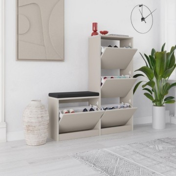 Scarpiera con panca a 4 ante a ribalta colore cashemere 105x26x118.5H Dude