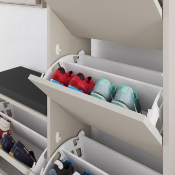 Scarpiera con panca a 4 ante a ribalta colore cashemere 105x26x118.5H Dude