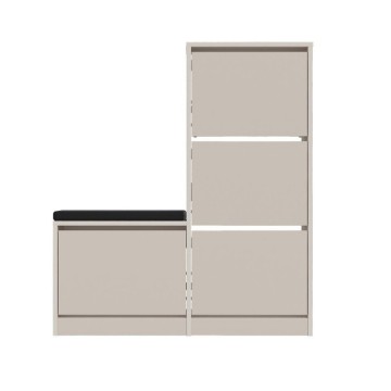 Scarpiera con panca a 4 ante a ribalta colore cashemere 105x26x118.5H Dude