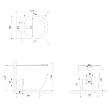 WC filo muro a pavimento in ceramica colore bianco lucido FT53A
