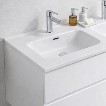 Lavabo da appoggio 2 vasche in ceramica bianco lucido 121 LAV9120DS