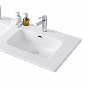 Lavabo da appoggio 2 vasche in ceramica bianco lucido 121 LAV9120DS