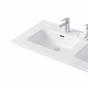 Lavabo da appoggio 2 vasche in ceramica bianco lucido 121 LAV9120DS