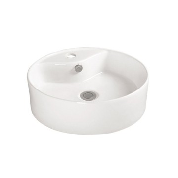 Lavabo da appoggio rotondo 1 vasca in ceramica bianco lucido 46x46 LAV618