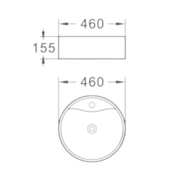 Lavabo da appoggio rotondo 1 vasca in ceramica bianco lucido 46x46 LAV618