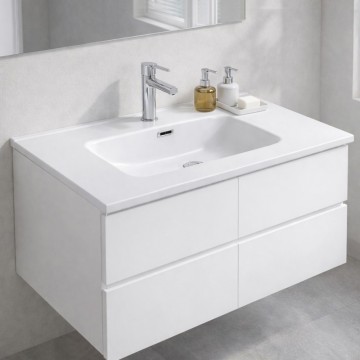 Lavabo da appoggio 1 vasca in ceramica bianco lucido 91x46,5 LAV9090S
