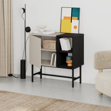 Mobile multiuso con anta cashmere e due vani a giorno neri 81x40x80H Mona Mini