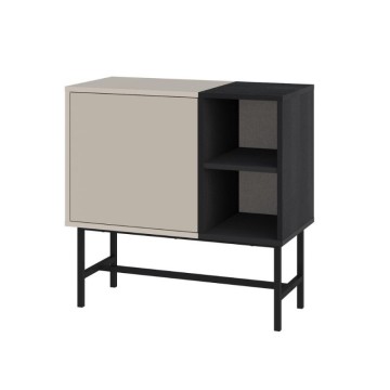 Mobile multiuso con anta cashmere e due vani a giorno neri 81x40x80H Mona Mini