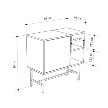 Mobile multiuso con anta cashmere e due vani a giorno neri 81x40x80H Mona Mini