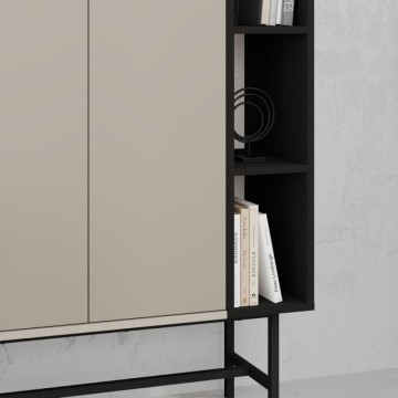 Credenza alta con due ante cashmere e tre vani a giorno neri 90x40x130H Mona