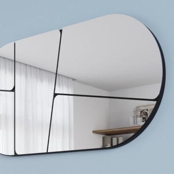Specchio ovale da parete con design astratto e fondo nero 80x40H Otis