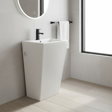Lavabo freestanding rettangolare in ceramica bianco 53x46,5x86,5 LAV303