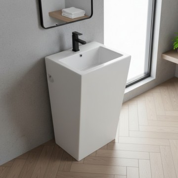 Lavabo freestanding rettangolare in ceramica bianco lucido 53x46,5x86,5 LAV203