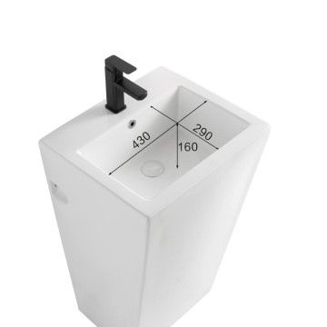 Lavabo freestanding rettangolare in ceramica bianco lucido 53x46,5x86,5 LAV203