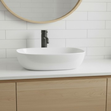 Lavabo da appoggio 1 vasca in ceramica per bagno 50x38 bianco lucido LAV39350
