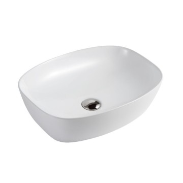 Lavabo da appoggio 1 vasca in ceramica per bagno 50x38 bianco lucido LAV39350