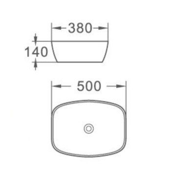 Lavabo da appoggio 1 vasca in ceramica per bagno 50x38 bianco lucido LAV39350